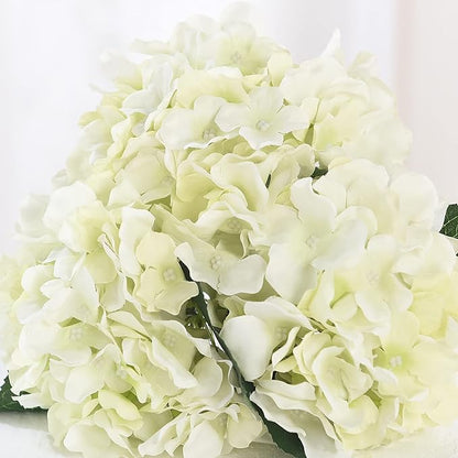 10PCS Artificial Hydrangea Flowers, Fake Hydrangea Silk Flowers Heads with Stems for Wedding Home Party Shop Baby Shower Decoration-Light Green