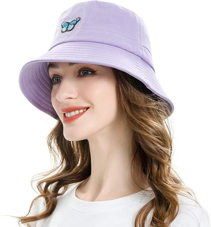 ZLYC Unisex Fashion Embroidered Bucket Hat Summer Fisherman Cap for Men Women