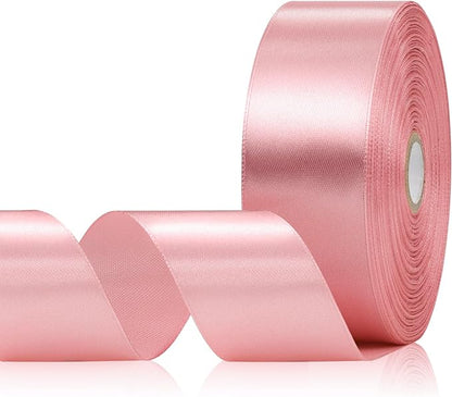 Rose Gold Satin Ribbon 1-1/2 Inch 60 Yards, Solid Polyester Fabric Ribbons for Eternal Flower, Gift Wrapping, Flower Bouquet, Crafts, Hair Accessories, Wedding