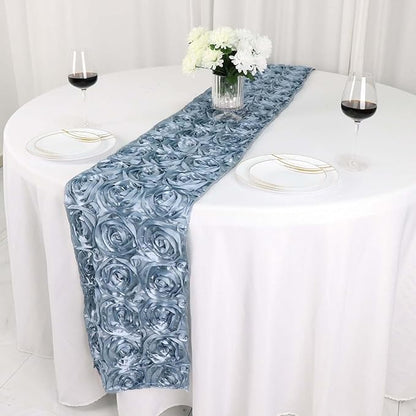 Efavormart Wonderland Rosette Premium Table Runners for Weddings Party Banquets Decor Fit Rectangle and Round Table - Dusty Blue