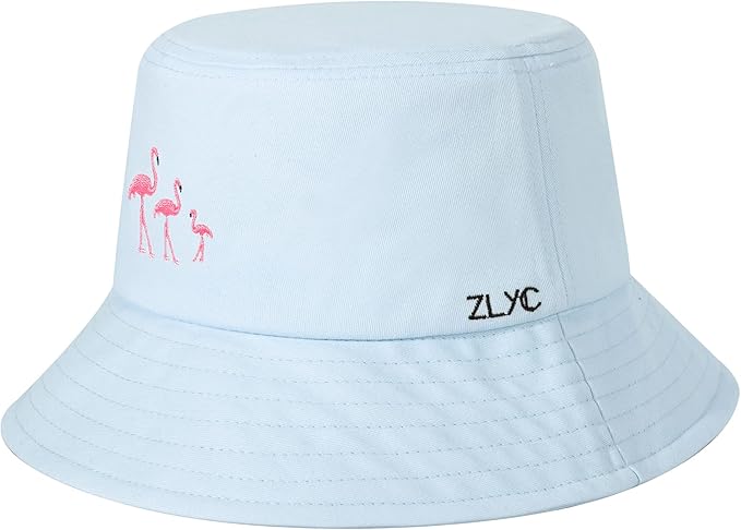 ZLYC Unisex Fashion Embroidered Bucket Hat Summer Fisherman Cap for Men Women