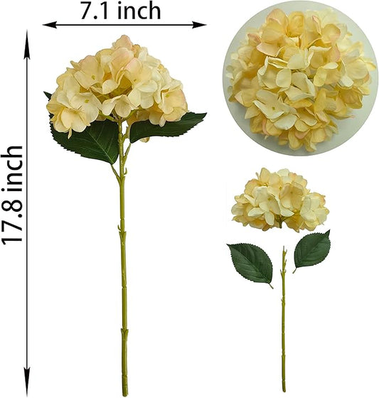 Hydrangea Artificial Flowers,Faux Hydrangea Flowers,Artificial Hydrangeas Flowers with Stems,Fake Hydrangeas,Silk Hydrangeas Flowers with Stems for Home Decor (10, Champagne)
