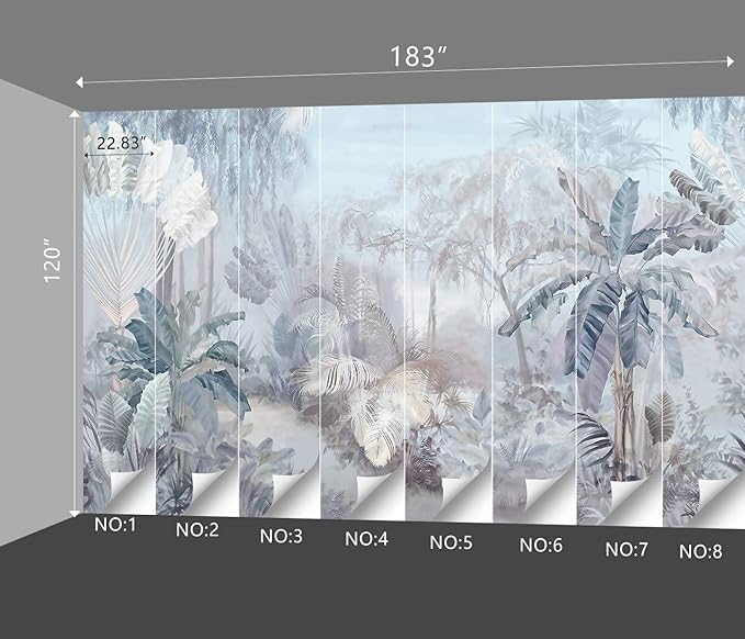 Tropical Botanical Wallpaper Woodland Forest Tree Bedroom Banana Leaf Plant murals Aesthetic Room Decor Living Room tv Background Large Wall Mural - 183"x120" Not Peel and Stick