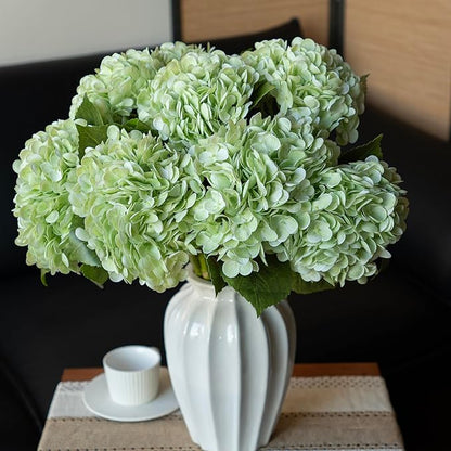 4PCS Artificial Flowers Large Hydrangeas Flowers Latex Bouquet for Wedding Bridal Office Home Party Decoration (4Pcs Light Green)