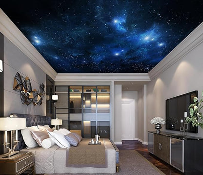Galaxy Wallpaper Peel and Stick Night Sky Ceiling Self-Adhesive Mural for Living Room Bedroom 82"x57"