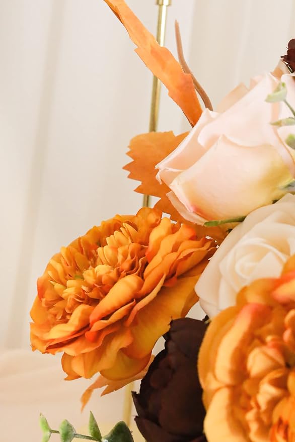 Lookein Artificial Flowers for DIY Wedding Decoration Bridal Bouquet Table Centerpieces Flower Garland Wreaths Aisle Arch Flower Decoration Home Decor, Passionate Burnt Orange