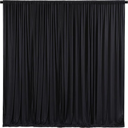 Black Backdrop Curtain 10 Panels-Wrinkle-Free Black Curtains Polyester Photography Drapes for Wedding Birthday Party Photo Background Backdrop Stand- 10FTX40FT