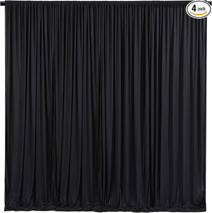 Wish Care Black Backdrop Curtain 4 Panels - Wrinkle-Free Polyester Photography Drapes for Wedding & Party - 16 X 10FT