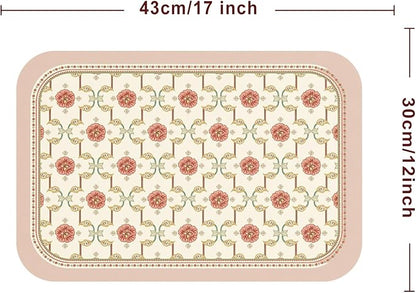 patdrea French Floral Red Rectangular PVC Placemats, Pack of 6, Waterproof Insulation, Soft and Durable, Suitable for Dining Table, Kitchen and Coffee Table Decoration,12"*17"