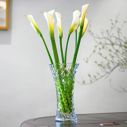 kanpura 11.2'' Tall Glass Flower Vase Sunflower Shape Design,Thickened Clear Crystal Glass Vase for Flower Lovers(1 Piece)