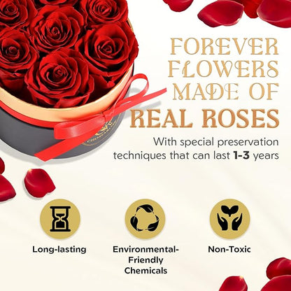 7 Roses Flowers for Delivery - Forever Preserved Flowers in Box for Delivery Preserved Roses Gifts Anniversary Birthday Gifts for Women Mom Wife Her Mothers Forever Flower Gift for Grandma