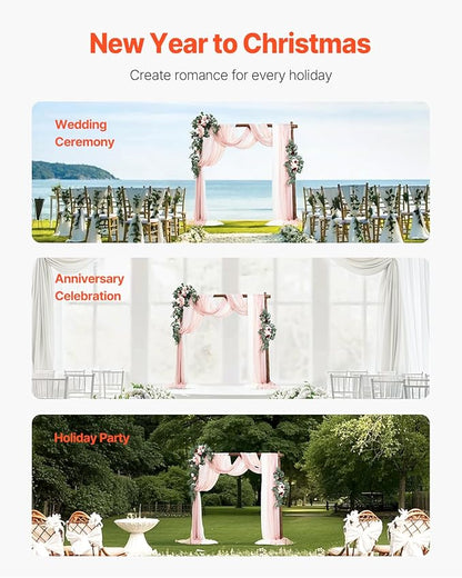 VEVOR Artificial Wedding Arch Flowers Kit, Pink Wedding Arch Flowers with Drapes Kit (Pack of 5) - 2 Pcs Floral Arrangement, 3 Pcs Sheer Drapes, for Ceremony Bouquets Reception Backdrop Decoration