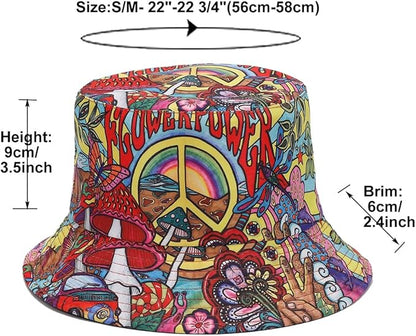 Quanhaigou Bucket Hat for Men Women,Packable Reversible Printed Sun Hats,Fisherman Outdoor Summer Travel Hiking Beach Caps