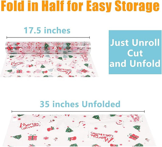 JOYIT 100 ft Christmas Cellophane Wrap Roll (35 in x 100 ft) - 3 Mil Thick Cellophane Roll, Christmas Cellophane Bags Large for Flower Gift Baskets Arts Crafts Wrapping (35" fold into 17.5")