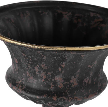 Vintage Metal Urn Planter, Farmhouse Bucket Flower Pots for Indoor Outdoor Plants, Tall Urn Planter, Garden Pillar Flowerpot, Desktop Ornament