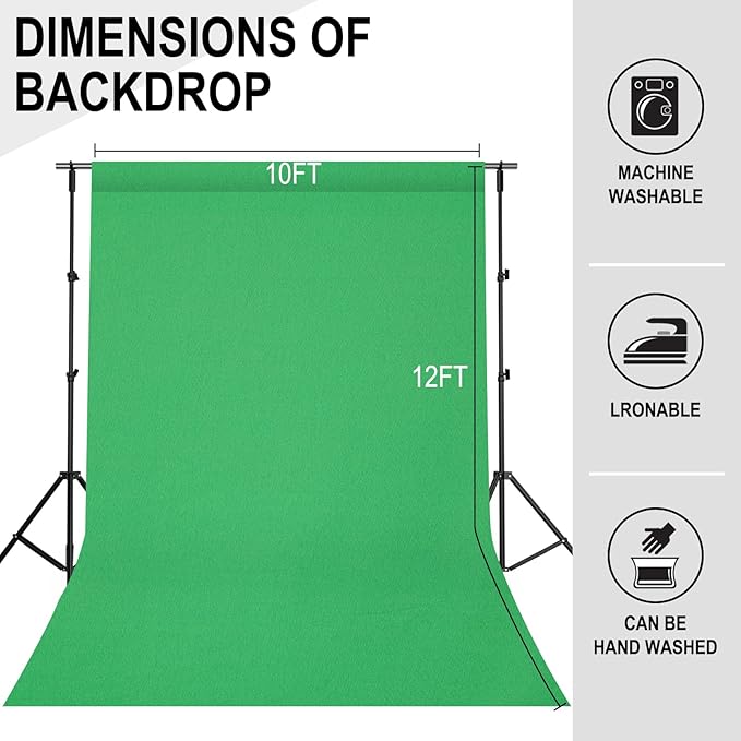 GFCC Green Screen - 10FTX12FT Green Screen Backdrop Photo Backdrop for Photoshoot Background for Photography Screen Video Recording Picture Background