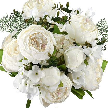 FiveSeasonStuff Vintage Artificial Peonies Silk Peony Flowers and Hydrangeas for Wedding Bridal Home Décor – Beautiful Floral Centerpiece Arrangement Decoration with 2 Bouquets (Chestnut Beige)