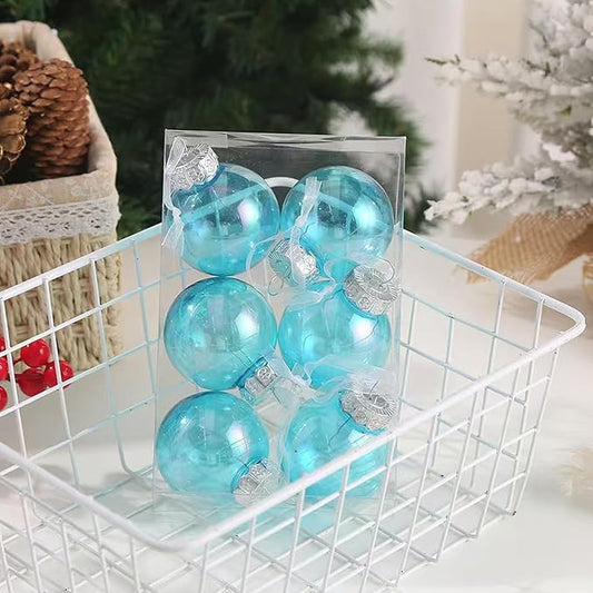 60MM Iridescent Plastic Ball - 6PCS Xmas Ornament Balls Set, Plastic Iridescent Decorative Hanging Ornaments for Xmas Tree Wedding Valentine's Day Party Decorations (Blue)