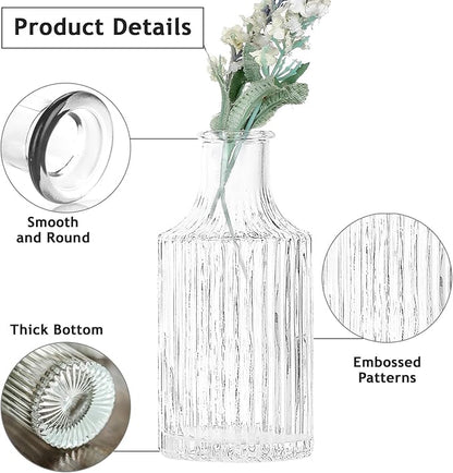 Glass Bud Vase Set of 5, Mini Clear Bud Vase for Centerpieces in Bulk, Small Vintage Flower Vases for Weddings Parties Home Table Decorative