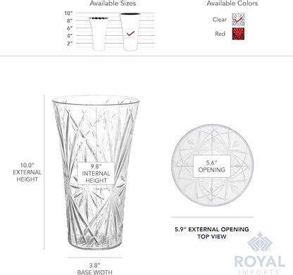 Royal Imports Flower Acrylic Vase Decorative Centerpiece for Home or Wedding Non-Breakable Plastic - 10" Tall, 6" Opening - Clear