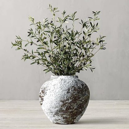 Rustic Ceramic Circular Flower Vase Farmhouse Clay Pottery Large Terracotta Floor Vases for Decorative Centerpiece Vintage Home Decor Aesthetic for Living Room Bedroom Table Entryway