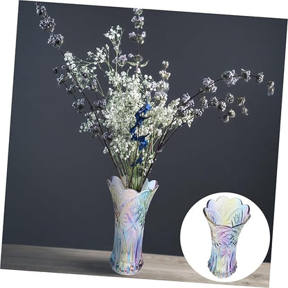 Colorful Thickened Glass Flower Vase Rainbow Hydroponics Plant Container Decorative Home Office Living Table Arrangement Holder