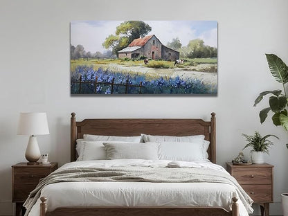 Ardemy Farmhouse Barn Canvas Wall Art for Living Room Extra Large Farm Cow Pictures Paintings Wall Decor Vintage Artwork Bedroom Dining Room Home Office, 58"x29"