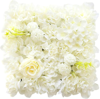 Flower Wall Backdrop, 12PCS 10.6"-15.7" Artificial Flower Wall Panel with Various Styles, 3D Floral Wall Decor for Wedding Photo Background Festive Party Home Decoration (G-E001, 10.6*10.6in)