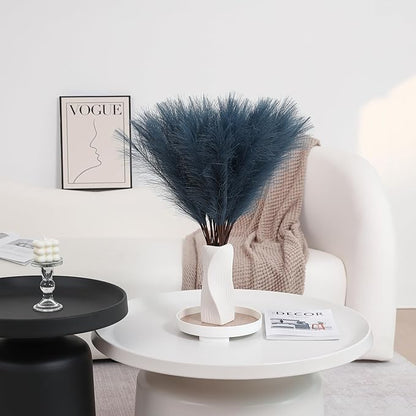60pcs Blue Pampas Grass - 24 Inch Faux Pampas Grass Decor , Tall Pompas Grass for Floor Vase, Table Centerpieces, Wedding, Party and Blue Living Room Decor