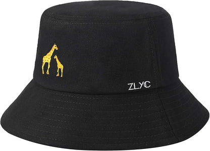 ZLYC Unisex Fashion Embroidered Bucket Hat Summer Fisherman Cap for Men Women