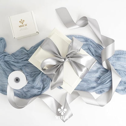 MEEDEE Silver Satin Ribbon 2 Inch Silver Ribbon Lux Double Faced Ribbons by 25 Yards Silk Satin Ribbons for Gift Wrapping, DIY Crafts, Weddings, Flower Bouquet, Holiday Decorating