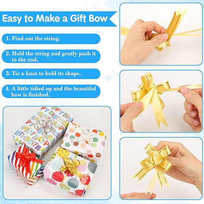 Tidponra Birthday Wrapping Paper Sheets Set, 14 Sheets Folded Flat Gift Wrapping Paper with Ribbon, Bows and Tape for Party, 19.7 in. X 27.5 in. Per Sheet
