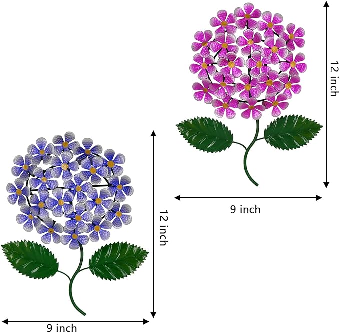Wotieuns Metal Flowers Wall Art - Outdoor Decor Set of 2, Suitable for Patio, Fence, Garden, Yard, Indoor and Outdoor Use