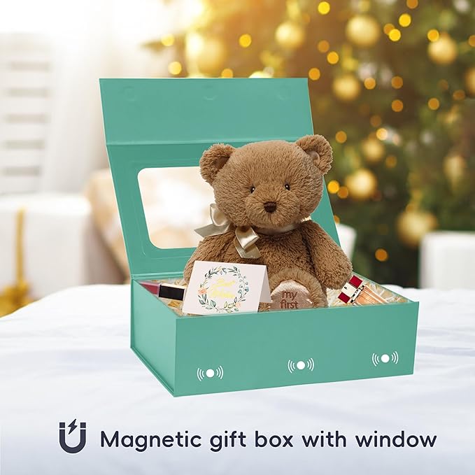 Light Green Large Gift Box with Window, 13.5"x9"x4.3" Bridesmaid Boxe for Gifts Giving,Birthday Gift Boxes with Magnetic,Closure Lid Gifts Box for Presents,Cute Boxe,Luxury for Gift Packaging