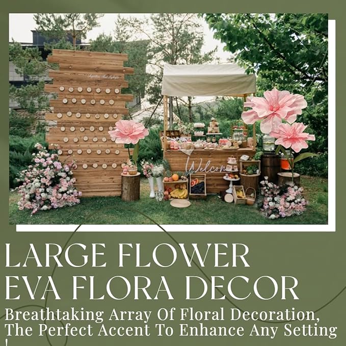 Giant Artificial Flower, 4.6ft Large EVA Flower Backdrop Decorations for Wedding Birthday Christmas Party Photography Shop Window Home Decor Props, Champagne