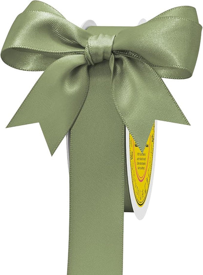 Double Face Spring Moss Satin Ribbon 7/8 inch X 25 Yards Polyester Spring Moss Ribbon for Gift Wrapping Very Suitable for Weddings Party Hair Bow Invitation Decorations and More