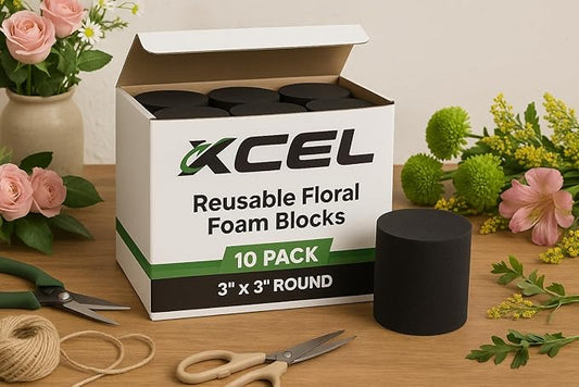 Reusable Floral Foam Blocks – Black Foam Blocks for Flower Arrangements | Florist Foam for Artificial Flowers & Crafts | Durable Non-Crumbling Floral Foam for Florists & DIY Projects,10pk 3x3 Round