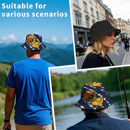 Bucket Hat for Women Men Unisex Sun Cap Packable Outdoor Fisherman Hat Headwear,Reversible Double-Side-Wear
