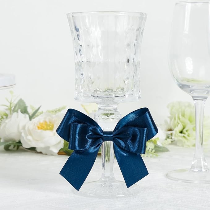Navy Blue Ribbon 1 Inch 60 Yards, Dark Blue Satin Ribbon for Flower Bouquet, Graduation Lei, Crafts, Gift Wrapping, Baby Shower, Christmas and Wedding
