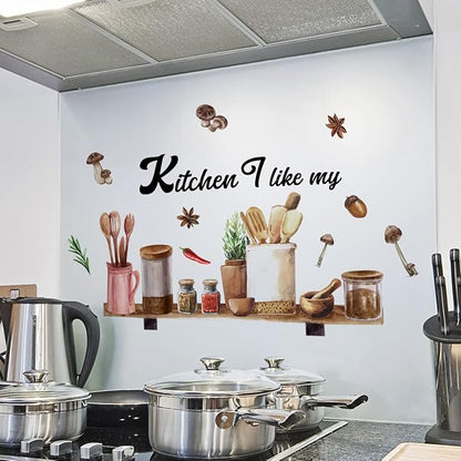 Kitchenware Utensil Shelf Wall Decals I Like My Kitchen Wall Stickers for Kitchen Wall Decor