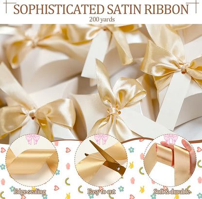 Unittype 20 Colors Rainbow Satin Ribbon 2 Inch 200 Yard Solid Fabric Ribbons 20 Rolls Satin Ribbons for Gift Wrapping Bows Crafts DIY Flower Bouquet Wedding Decor Christmas