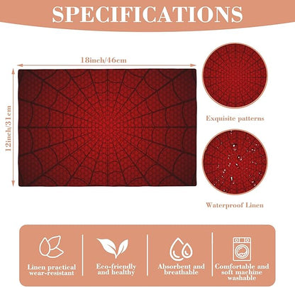 Placemats Set of 4 Red Spider Web Table Mats Linen Place Mats for Dining Kitchen Country Camp Farmhouse Decor 12x18 Inch