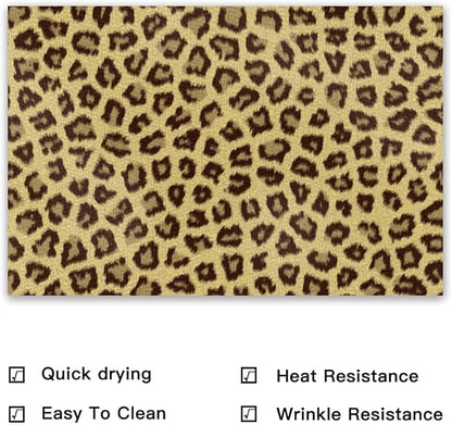 Placemats Set of 4 Waterproof Oilproof Table Mats Leopard Print Pattern Washable Wipeable Heat Resistant Easy to Clean for Indoor Outdoor Party Kitchen Dining Table Decoration 12 * 18in