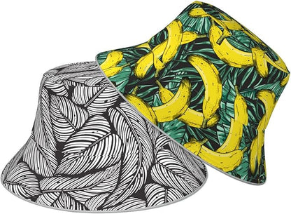 Bucket Hat Beach Summer Sun Hat Reversible Fisherman Hats Double Sided Wearing for Women Men Boys Girls