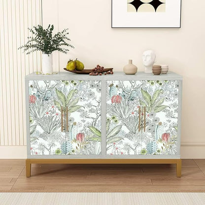 Wudnaye Boho Peel and Stick Wallpaper Catus Wallpaper 17.7" x 393.6"Vintage Floral Wallpapers Peel and Stick Botanical Removable Wall Paper Boho Self Adhesive Contact Paper for Bathroom Cabinets