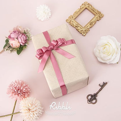 Ribbli Rosy Mauve Satin Ribbon Double Faced Satin 1/2 inch x Continuous 50 Yards- Rosy Mauve Ribbon for Gift Wrapping Crafts Wedding Decoration Bows Bouquet Floral Arrangement