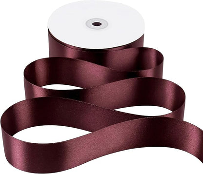 MEEDEE Burgundy Satin Ribbon - 1-1/2 inch Wide, Double Faced, 50 Yards for Christmas Tree, Crafts, Weddings, Flower Bouquets