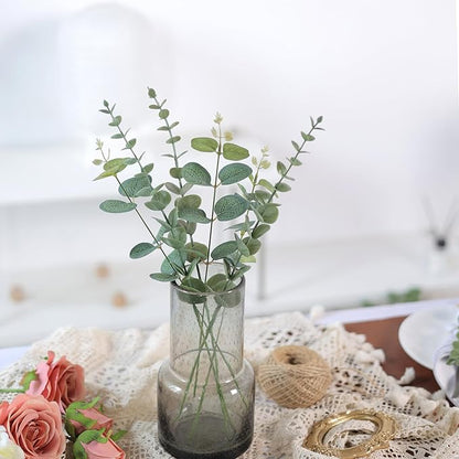 110 Pcs 7 Kinds Mixed Artificial Eucalyptus Stems and Faux Flowers,Fake Silver Dollar Eucalyptus Leaves Stems Bulk Real Touch Leaf Branches for DIY Bouquets Floral Arrangement Wedding Home Decor