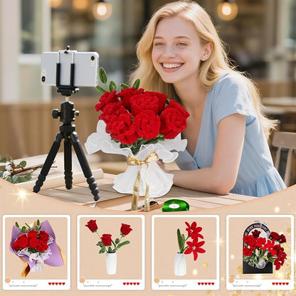 500 PCS Pipe Cleaners Craft Kit for Flower Making Rose DIY Material Bundle with 20 Stems, 100 Stamens, Ribbon, Tulle, Glue Sticks & Step-by-Step Guide - Vibrant Colors, Non-Shedding, Fade-Resistan