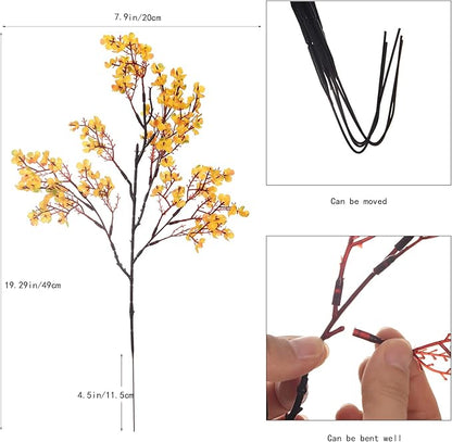 15PCS Artificial Baby Breath Flowers Fake Silk Real Touch DIY Floral Bouquets Decor Wedding Party Decoration Arrangements-Orange